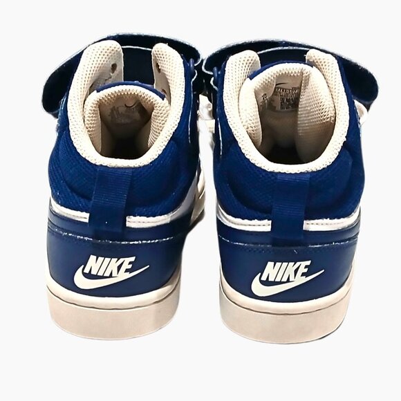 Nike Court Borough 2 Mid Youth Boys 4 White Signal Blue Navy Basketball CD7782 - Picture 4 of 6